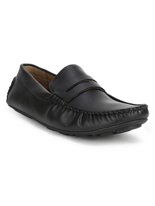black pu slip on loafers - 17693888 - Standard Image - 1