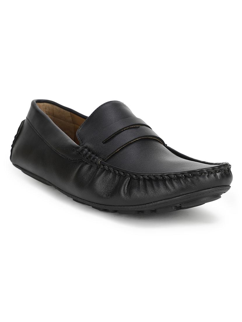 black pu slip on loafers - 17693888 - Zoom Image - 1