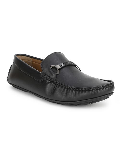 black pu slip on loafers - 17693892 - Standard Image - 1