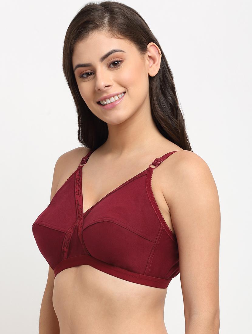 maroon solid regular bra - 17693899 - Zoom Image - 2