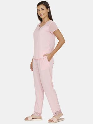 pink solid nightwear pajama set - 17693932 - Standard Image - 2