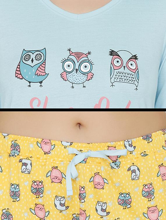 quirky printed nightwear pajama set - 17693934 - Zoom Image - 4