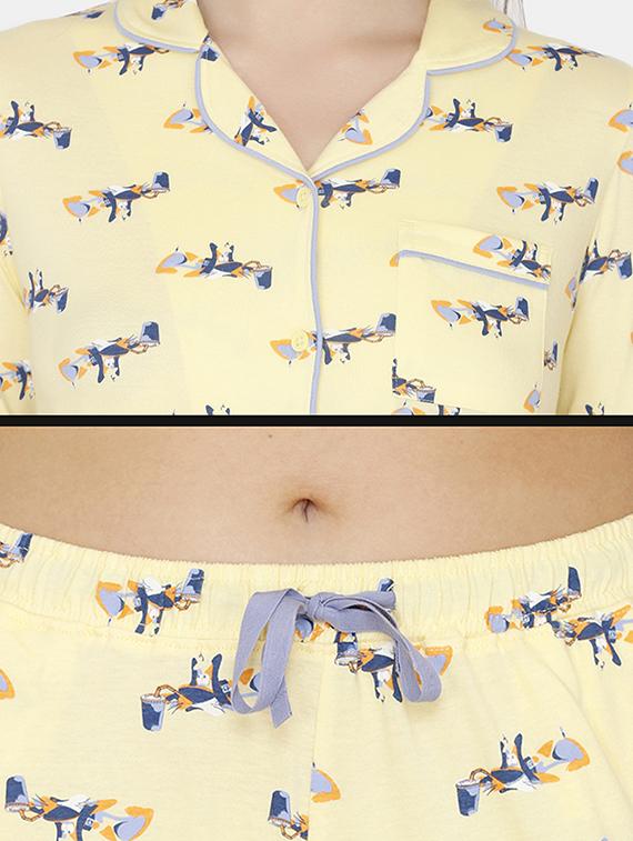 quirky printed nightwear pajama set - 17693942 - Zoom Image - 4