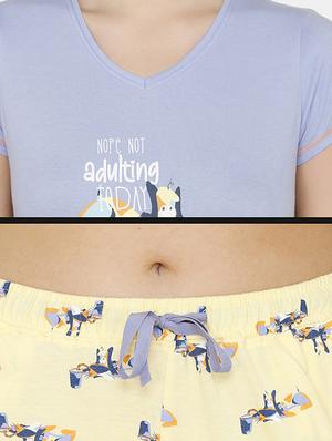quirky printed nightwear pajama set - 17693944 - Standard Image - 4