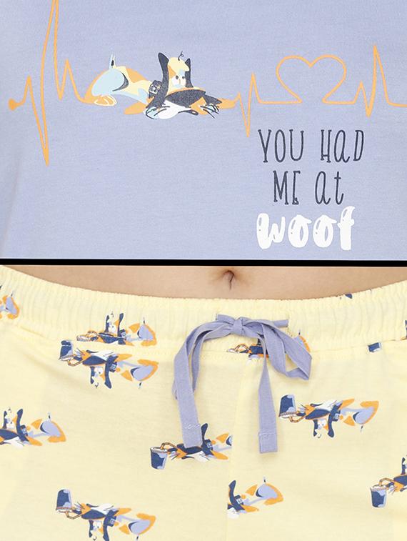 quirky printed nightwear shorts set - 17693946 - Zoom Image - 5