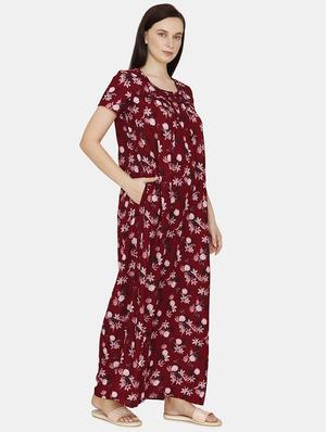 round neck floral nighty - 17694017 - Standard Image - 2