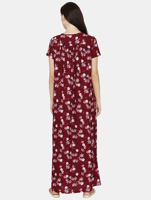 round neck floral nighty - 17694017 - Standard Image - 3