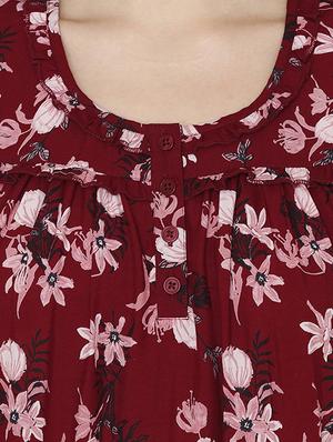 round neck floral nighty - 17694017 - Standard Image - 4