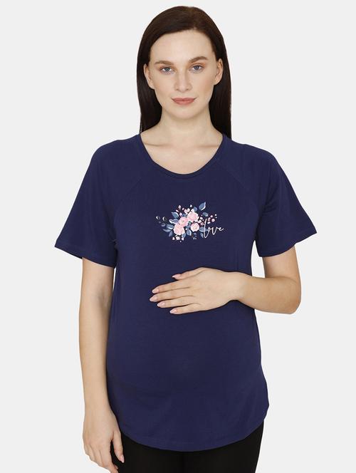 round neck printed maternity wear top - 17694033 - Standard Image - 1