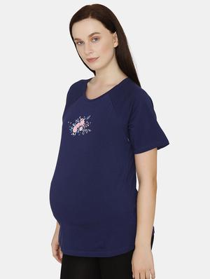 round neck printed maternity wear top - 17694033 - Standard Image - 2