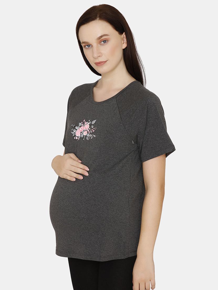 round neck printed maternity wear top - 17694034 - Zoom Image - 2