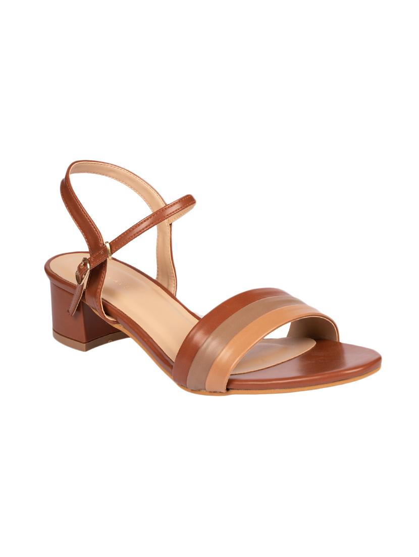 brown pu ankle strap sandals - 17694064 - Zoom Image - 1