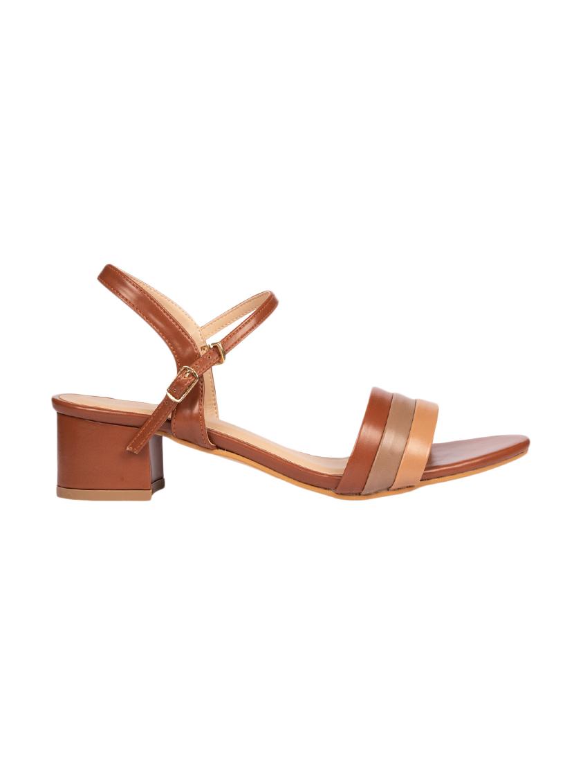 brown pu ankle strap sandals - 17694064 - Zoom Image - 2