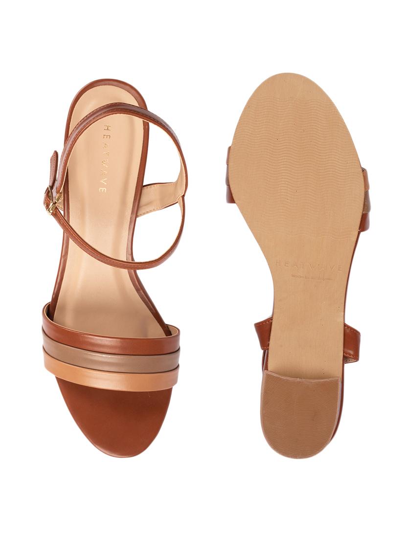 brown pu ankle strap sandals - 17694064 - Zoom Image - 4