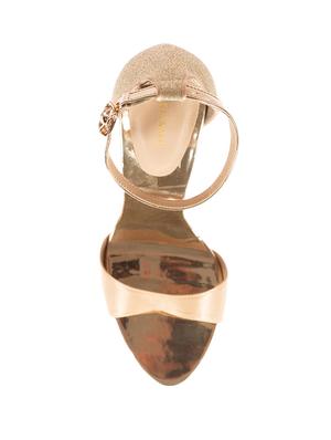 gold pu ankle strap sandals - 17694077 - Standard Image - 4