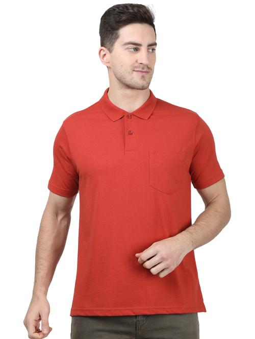 orange solid polo t-shirt - 17694305 - Standard Image - 1
