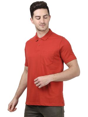 orange solid polo t-shirt - 17694305 - Standard Image - 2