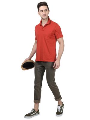 orange solid polo t-shirt - 17694305 - Standard Image - 4