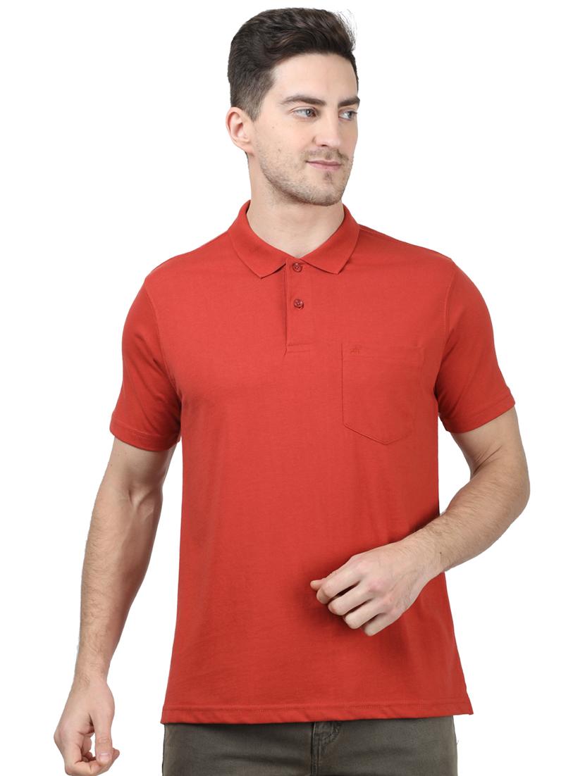 orange solid polo t-shirt - 17694305 - Zoom Image - 1