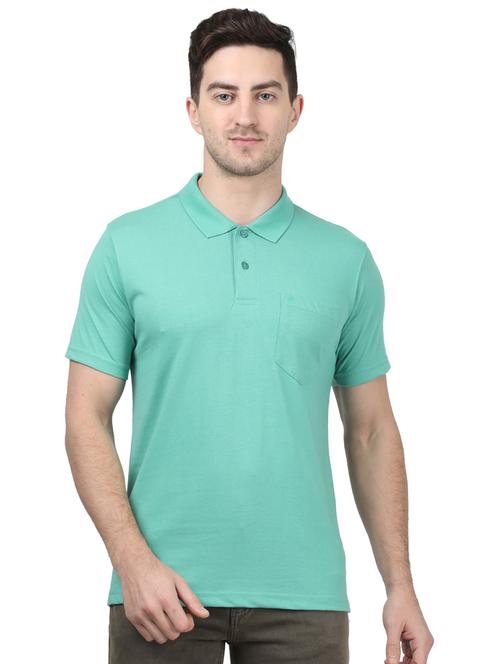 green solid polo t-shirt - 17694309 - Standard Image - 1