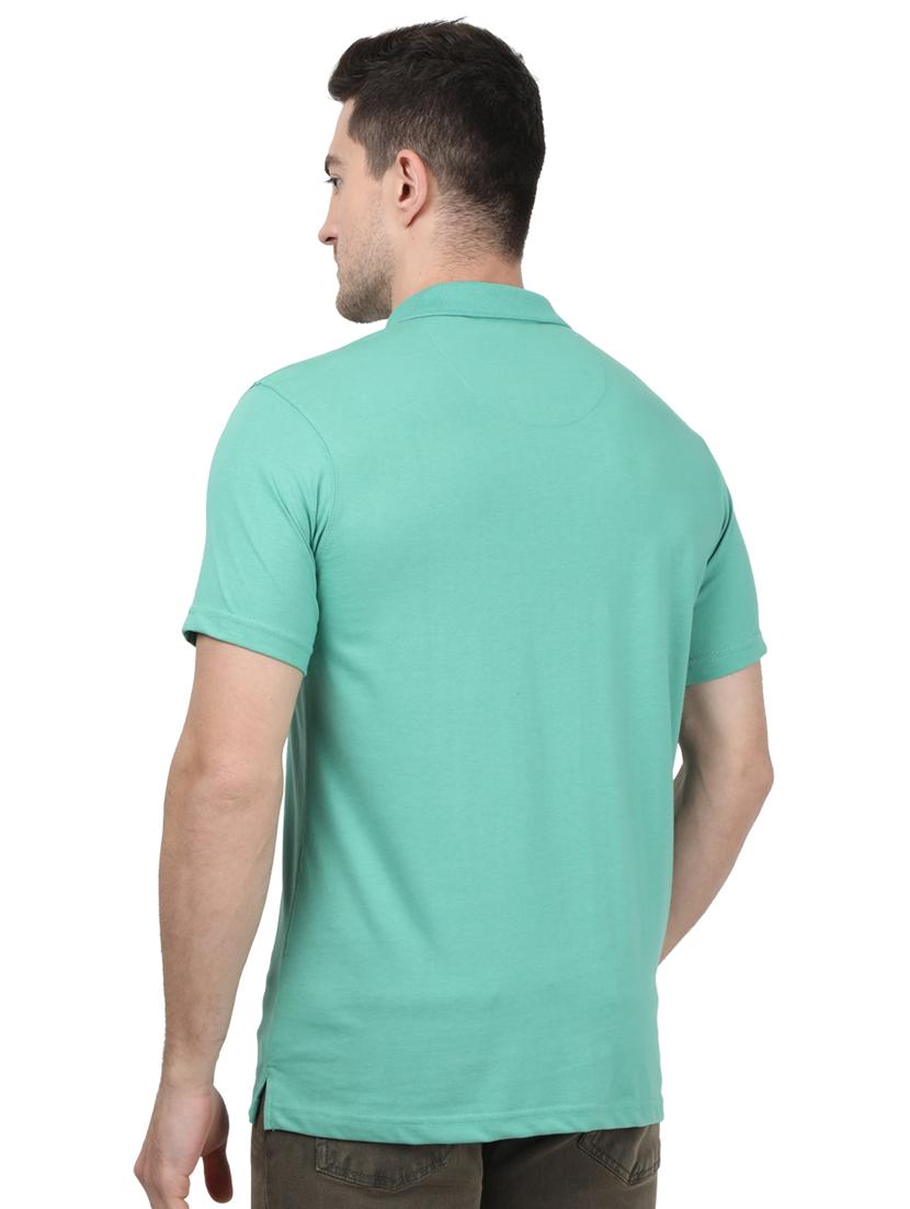 green solid polo t-shirt - 17694309 - Zoom Image - 3
