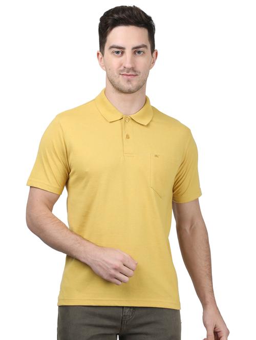 yellow solid polo t-shirt - 17694313 - Standard Image - 1