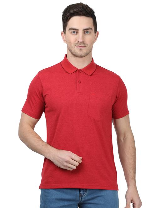 red solid polo t-shirt - 17694314 - Standard Image - 1