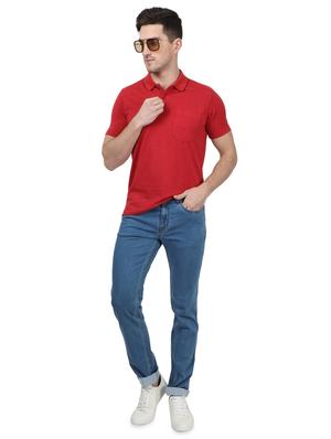 red solid polo t-shirt - 17694314 - Standard Image - 4