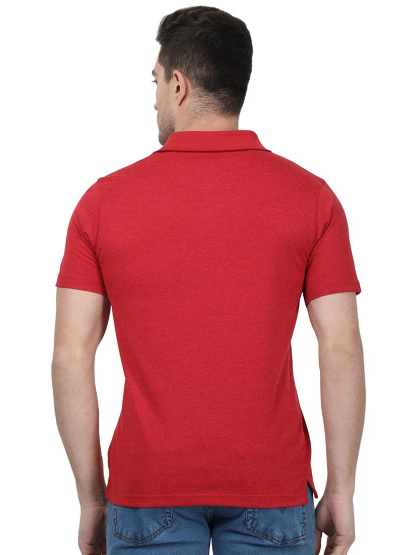 red solid polo t-shirt - 17694314 - Zoom Image - 3