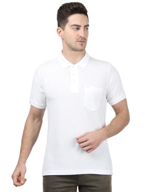 white solid polo t-shirt - 17694317 - Standard Image - 1