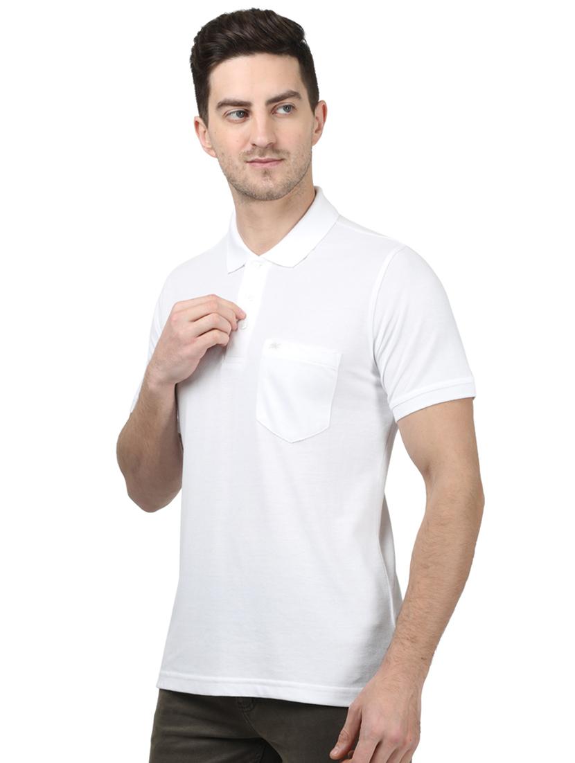 white solid polo t-shirt - 17694317 - Zoom Image - 2