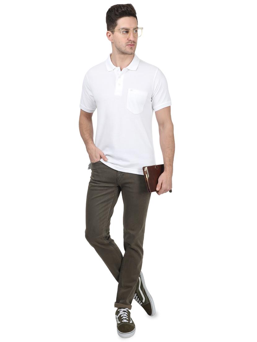 white solid polo t-shirt - 17694317 - Zoom Image - 4