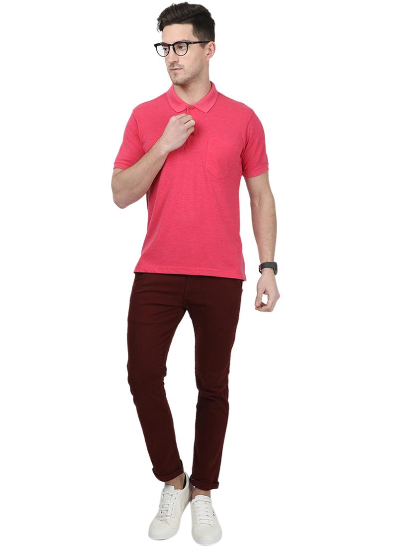 pink solid polo t-shirt - 17694321 - Zoom Image - 4