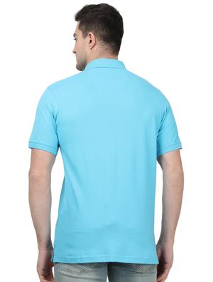 blue solid polo t-shirt - 17694341 - Standard Image - 3