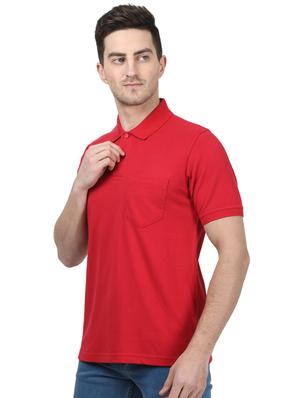 red solid polo t-shirt - 17694351 - Standard Image - 2