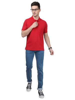 red solid polo t-shirt - 17694351 - Standard Image - 4