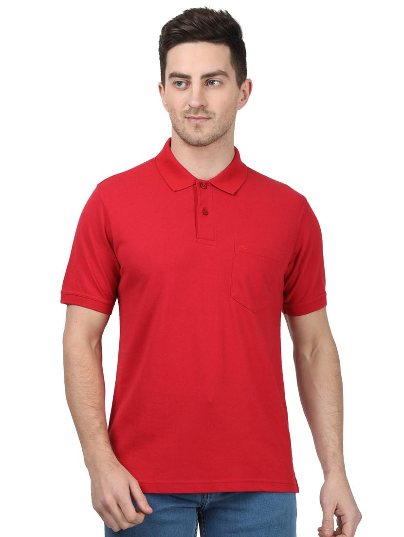 red solid polo t-shirt - 17694351 - Zoom Image - 1
