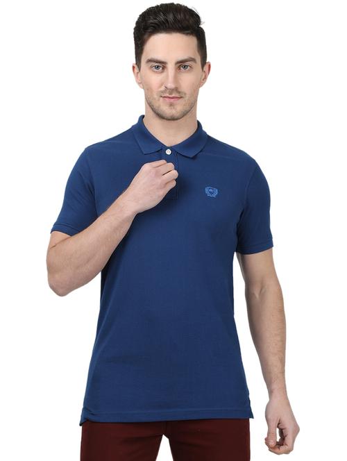 blue solid polo t-shirt - 17694353 - Standard Image - 1