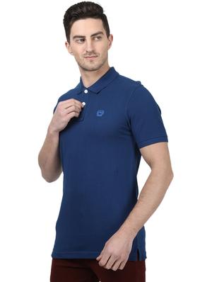 blue solid polo t-shirt - 17694353 - Standard Image - 2