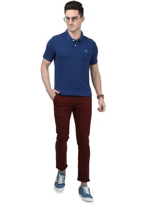 blue solid polo t-shirt - 17694353 - Standard Image - 4