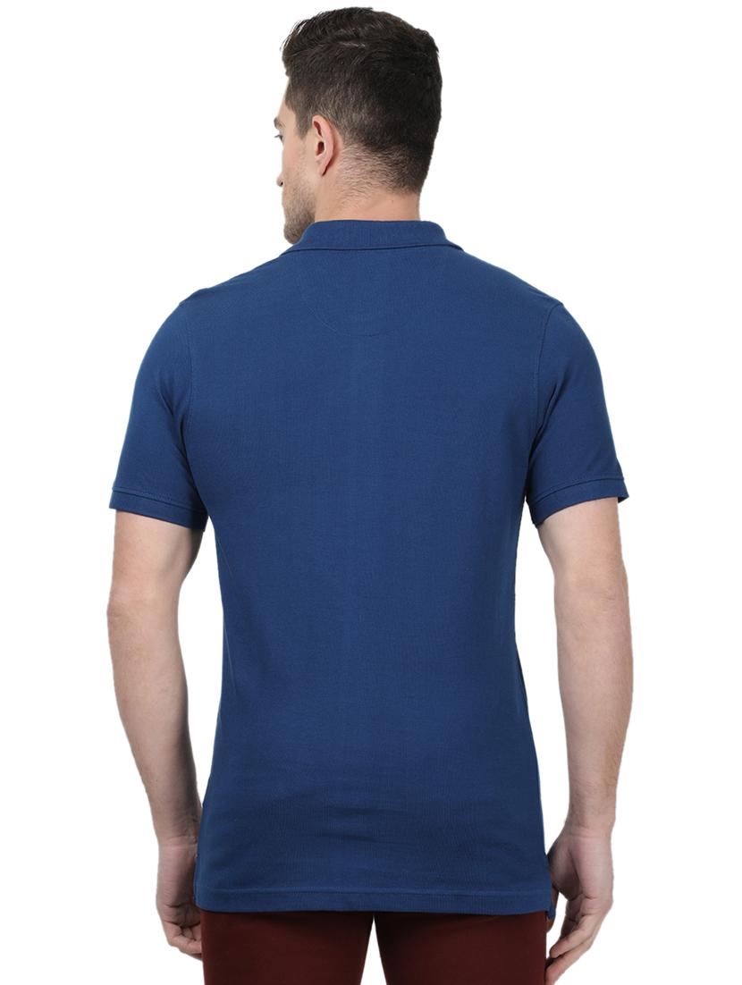 blue solid polo t-shirt - 17694353 - Zoom Image - 3