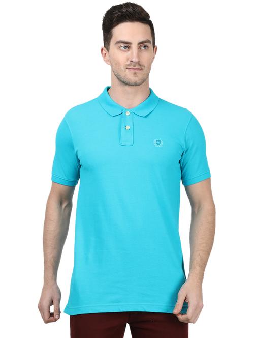 blue solid polo t-shirt - 17694354 - Standard Image - 1