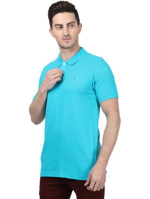 blue solid polo t-shirt - 17694354 - Standard Image - 2