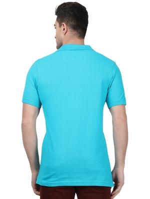 blue solid polo t-shirt - 17694354 - Standard Image - 3