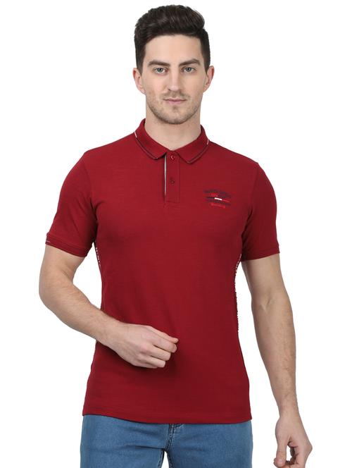 red solid polo t-shirt - 17694364 - Standard Image - 1