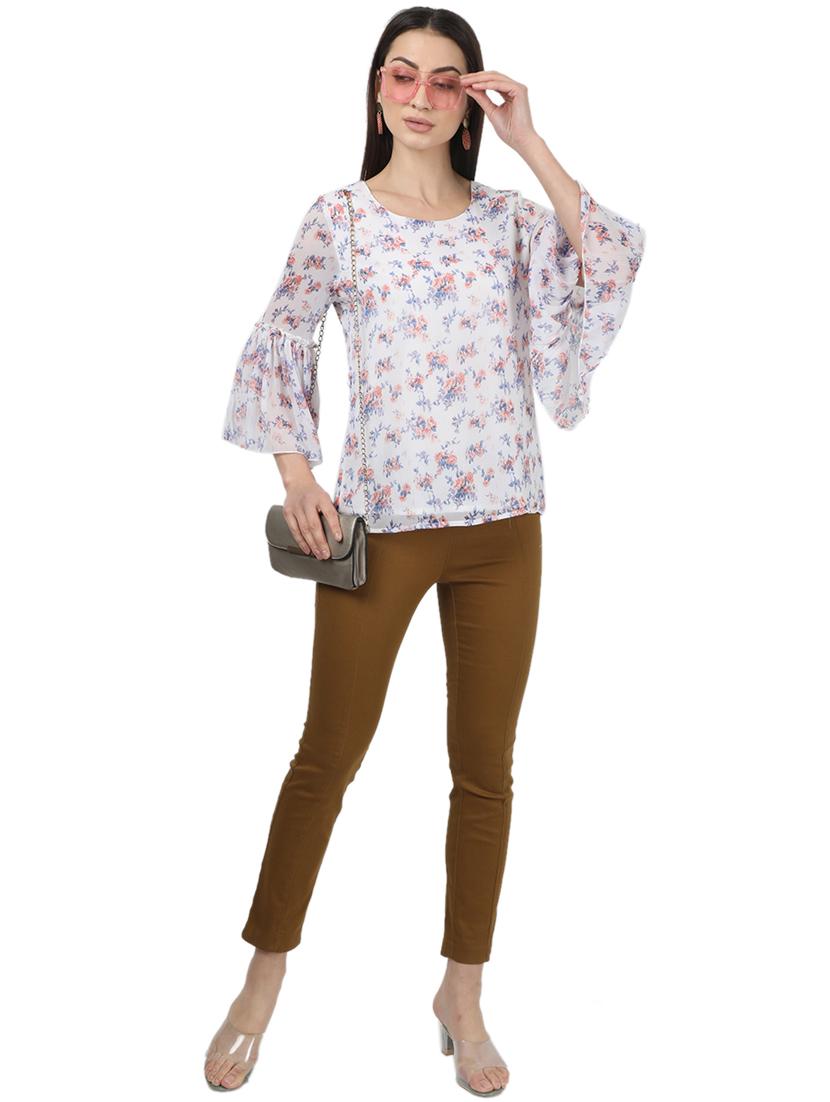 bell sleeved floral top - 17694440 - Zoom Image - 4