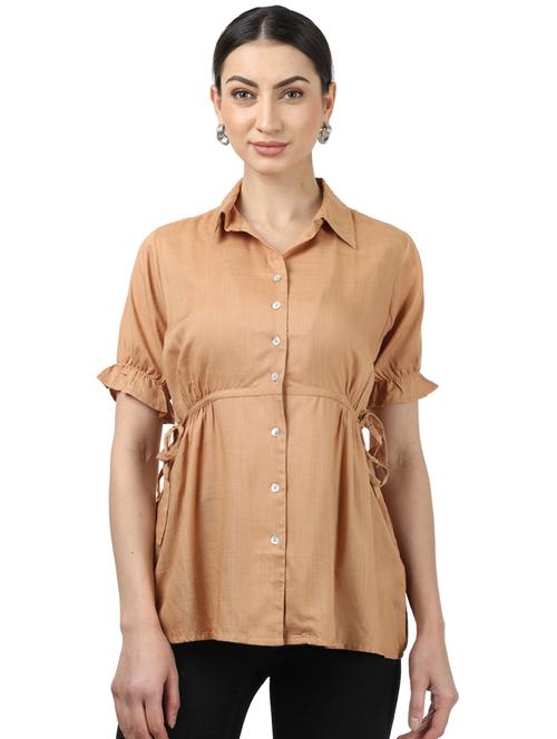 tie front solid top - 17694443 - Standard Image - 1