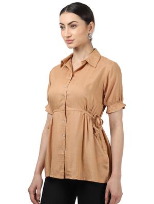 tie front solid top - 17694443 - Standard Image - 2