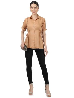 tie front solid top - 17694443 - Standard Image - 4