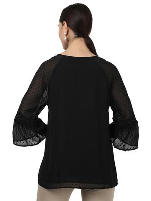 tie up neck bell sleeved top - 17694446 - Standard Image - 3